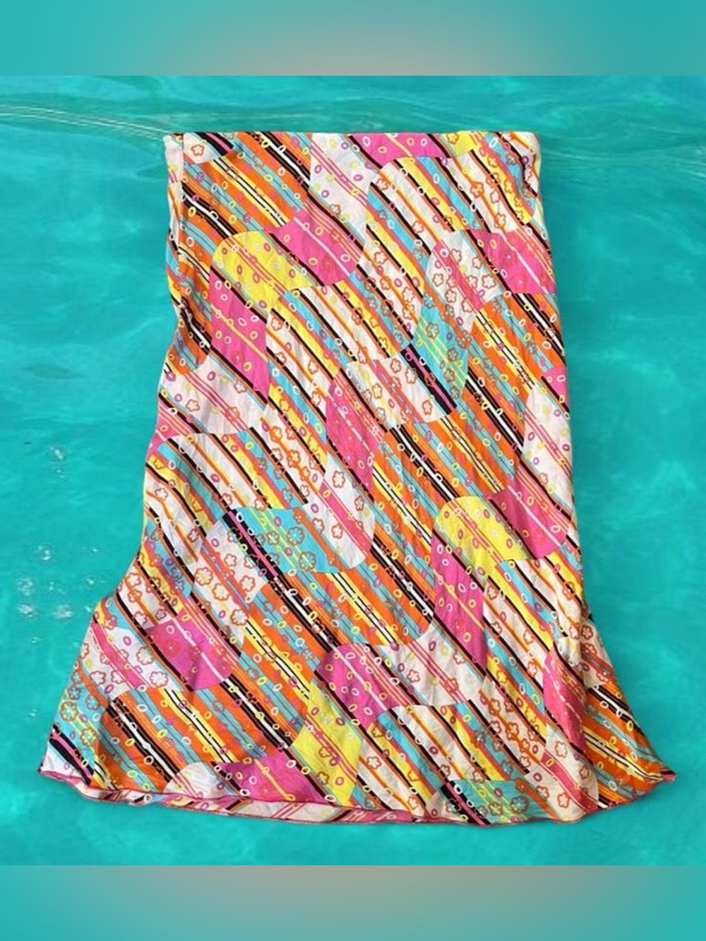 Versace • y2k vintage whimsical retro groovy floral wavy stripes silk skirt